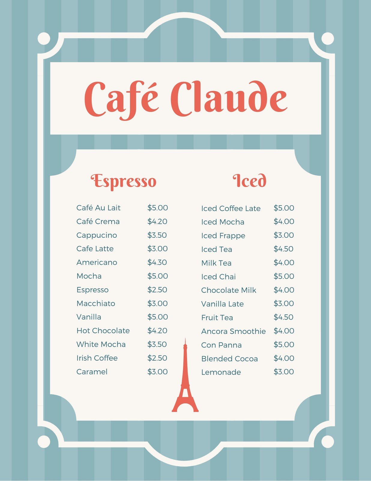 Free printable and customizable French menu templates  Canva Throughout French Cafe Menu Template