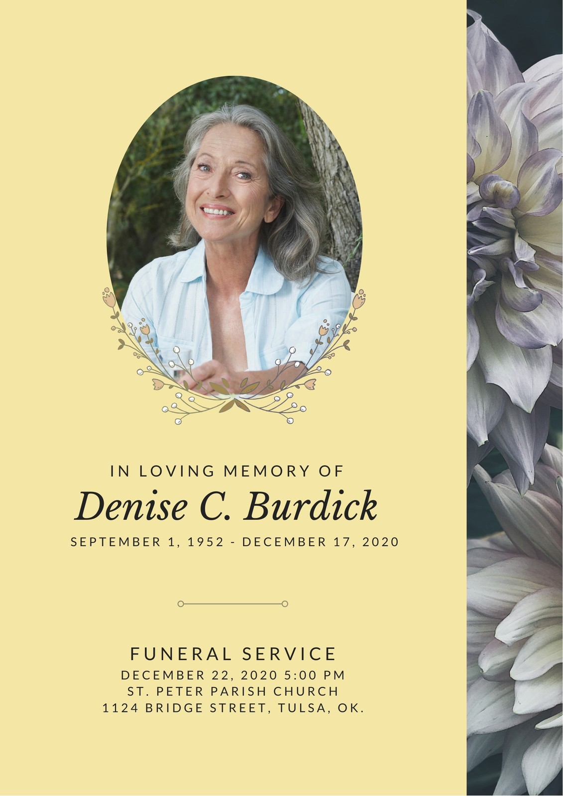 Free printable, customizable funeral program templates  Canva Inside Memorial Brochure Template