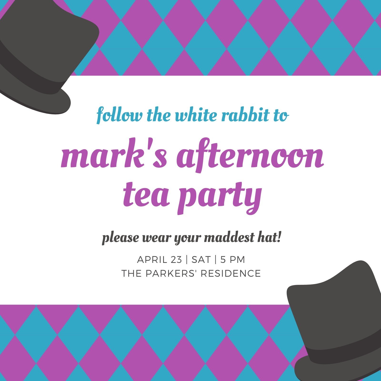 Mad Hatter Tea Party Poster / Pink / INSTANT DOWNLOAD / Alice in Wonderland  / Pastel / Birthday / Baby Shower / Printable Sign / Decoration 