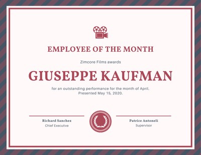 Customize 43+ Employee Of The Month Certificates Templates ...