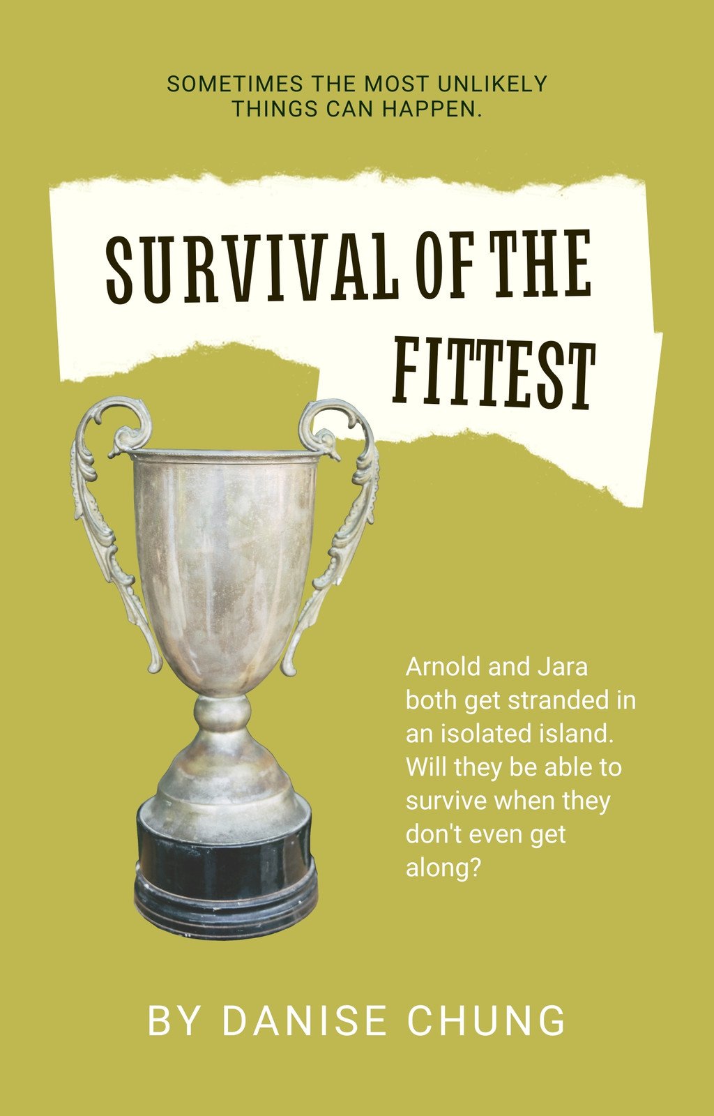 Green and Beige Simple Trophy Illustration Island Survival Wattpad Book Cover