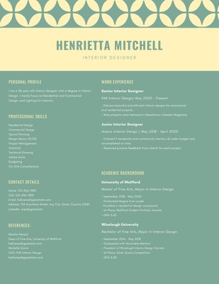 Green Interior Designer Infographic Resume Templates By Canva