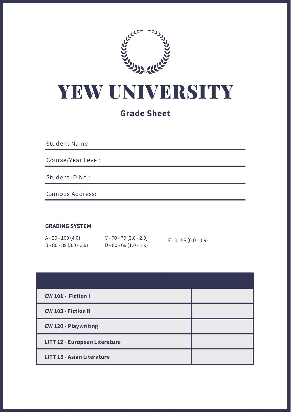Customize 21+ College Report Cards Templates Online - Canva For Fake College Report Card Template