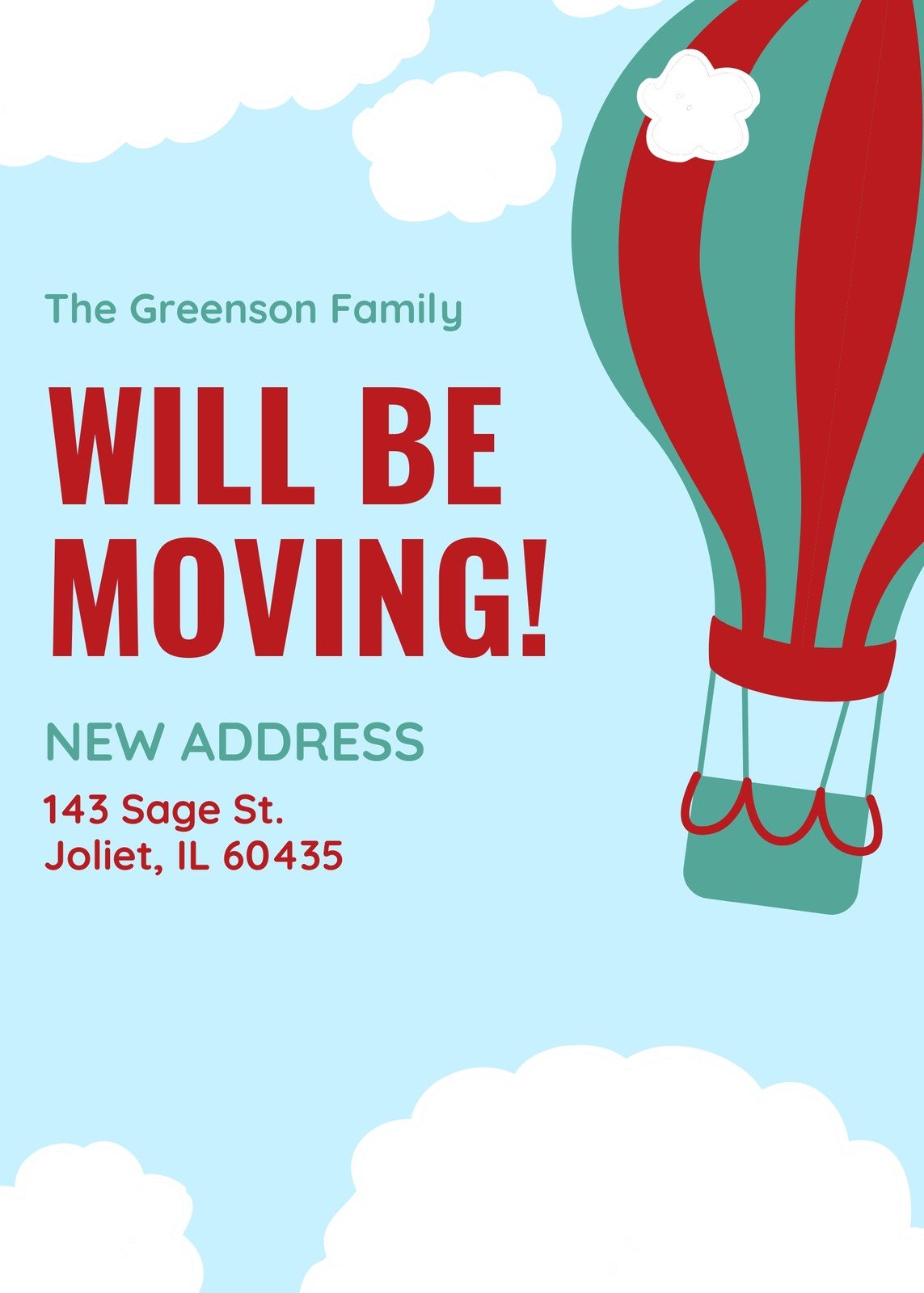 Free, custom printable moving announcement templates  Canva For Free Moving House Cards Templates