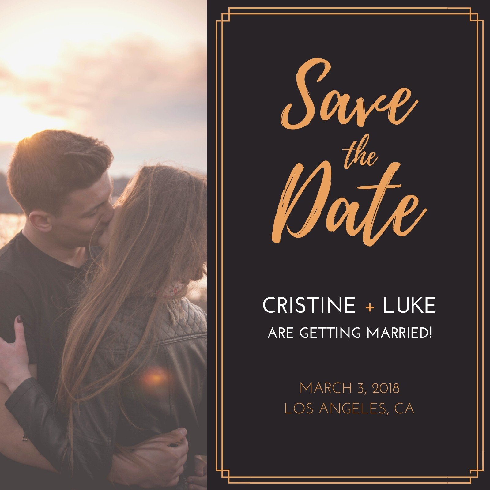 Brown and Orange Bordered Save the Date Invitation Templates by Canva