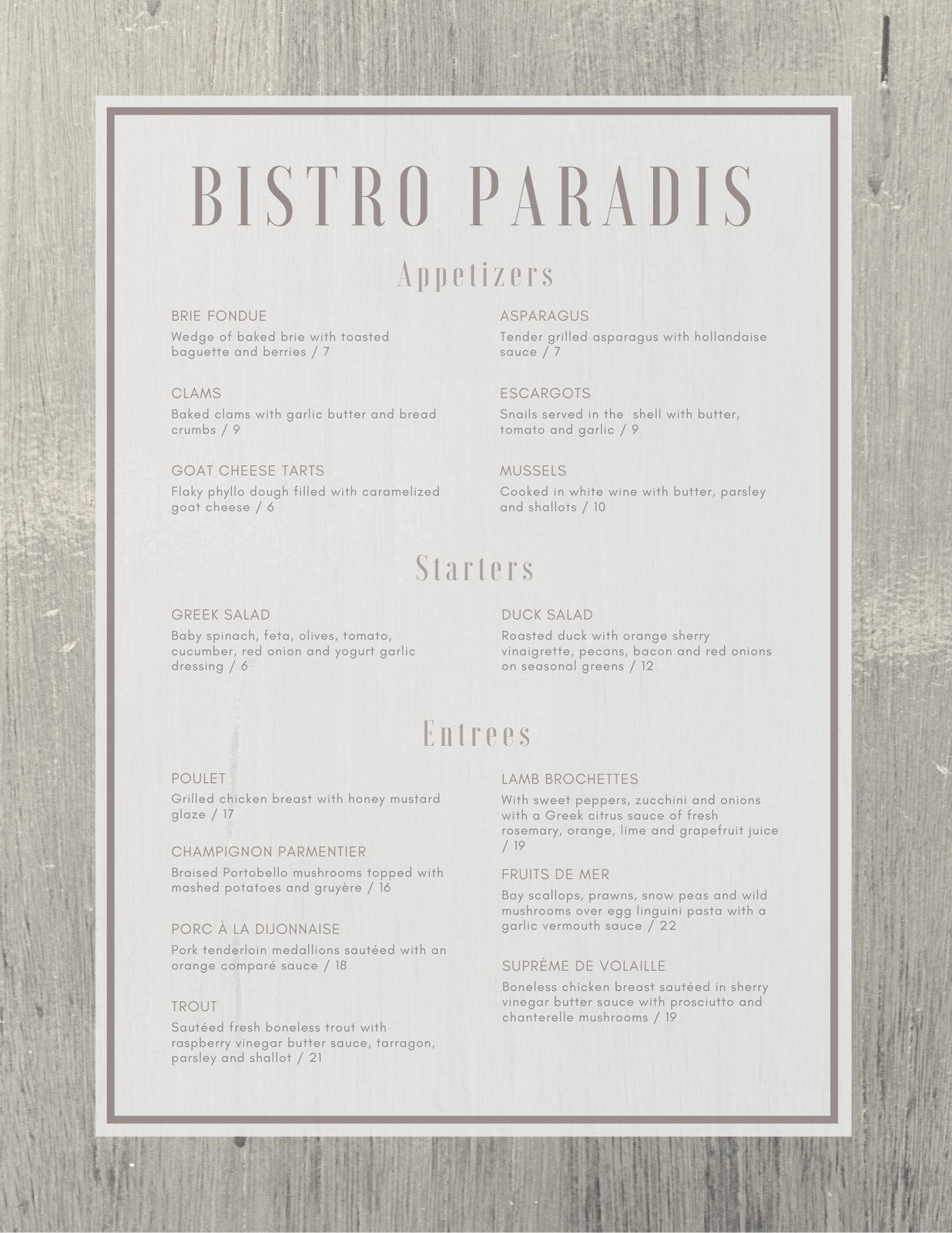 Free printable and customizable French menu templates  Canva For French Cafe Menu Template