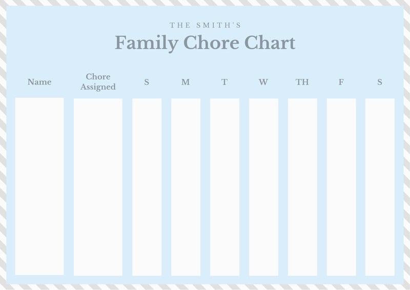 Blue Family Chore Chart - Templates by Canva