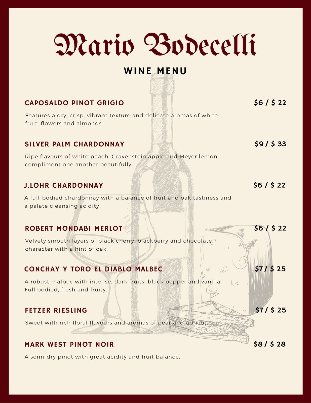 Page 21 - Free printable and customizable wine menu templates  Canva Inside Free Wine Menu Template