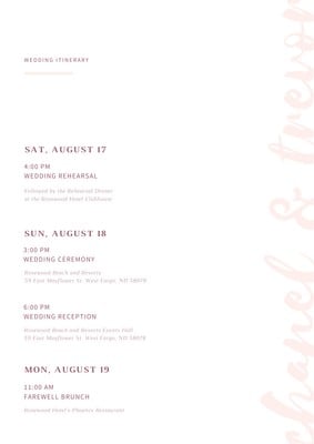 Wedding Itinerary Template For Guests from marketplace.canva.com