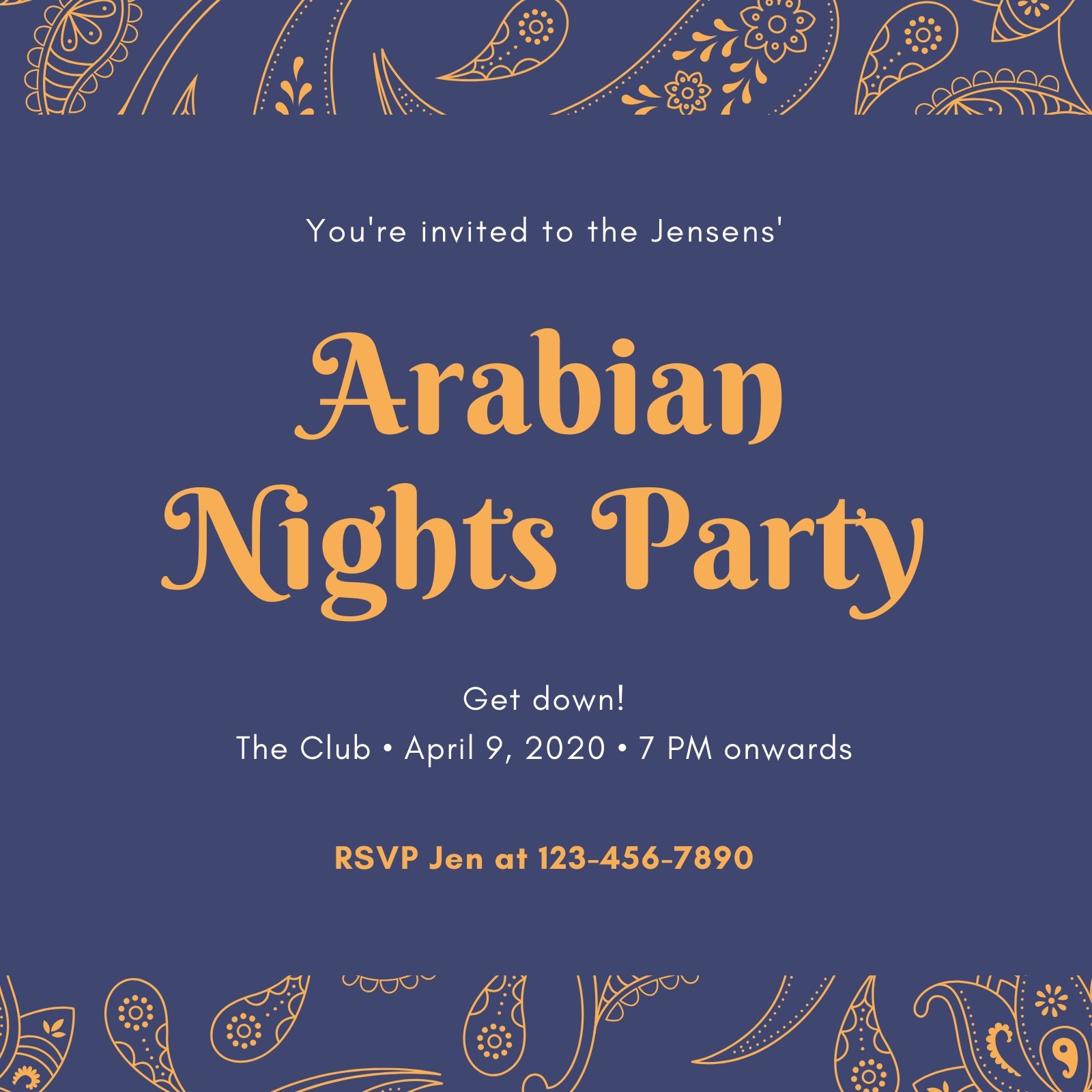 It/'s An Arabian Night Bollywood Themed Royal Blue and Gold DIY Printable Invite Arabian Night Baby Shower Invitation