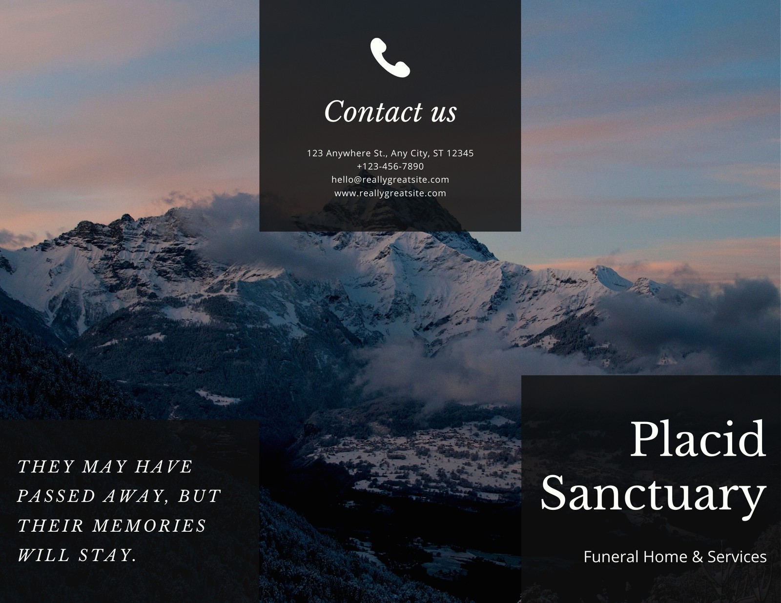 Mountain Image Black Funeral Homes Brochure Templates By Canva