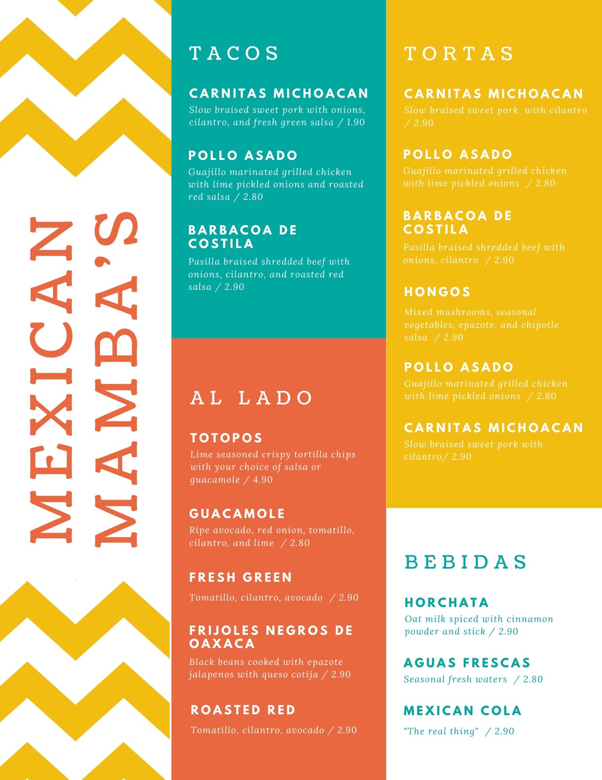 Free printable and customizable Mexican menu templates Canva