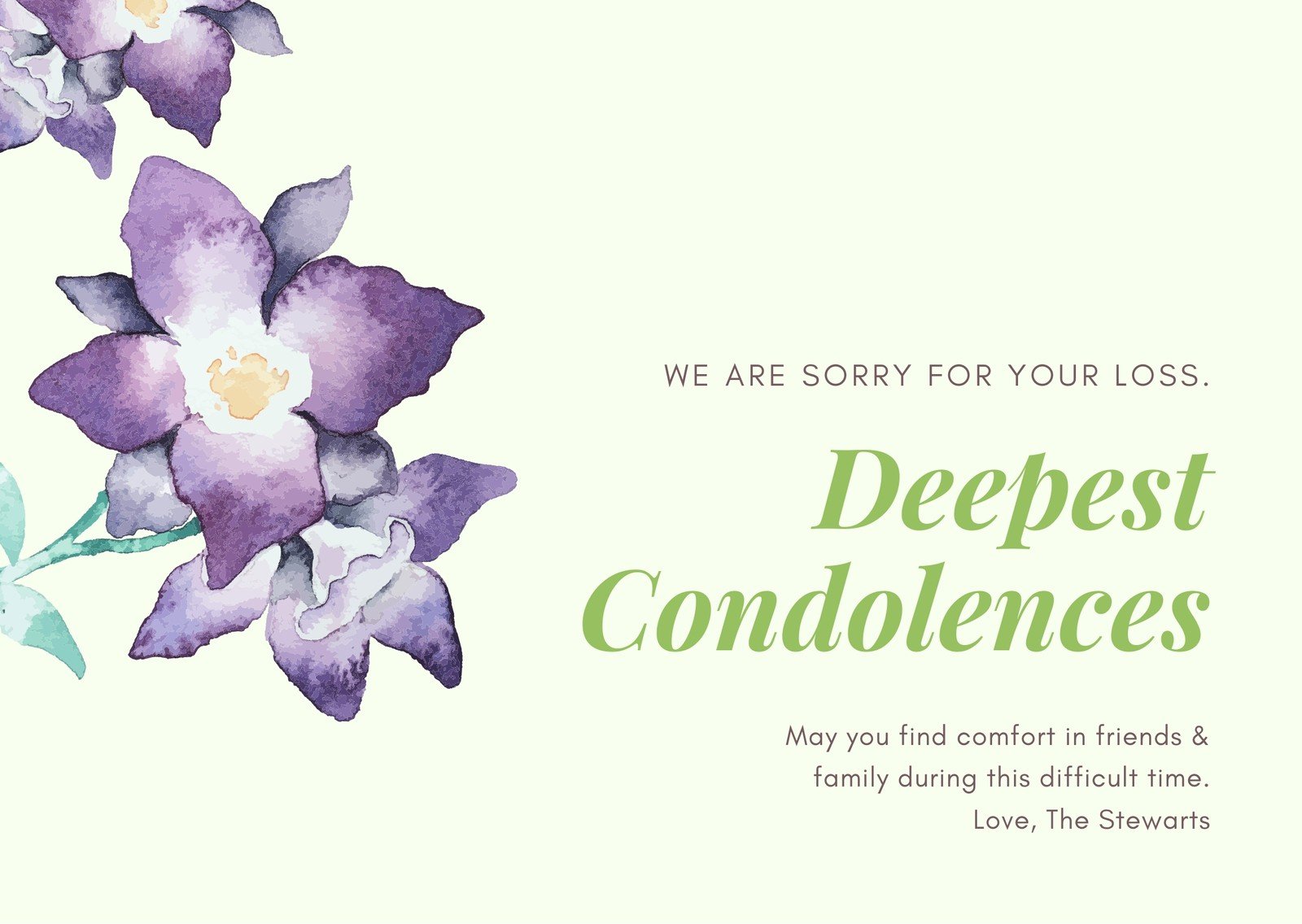 Free printable sympathy card templates to customize  Canva Within Sorry For Your Loss Card Template