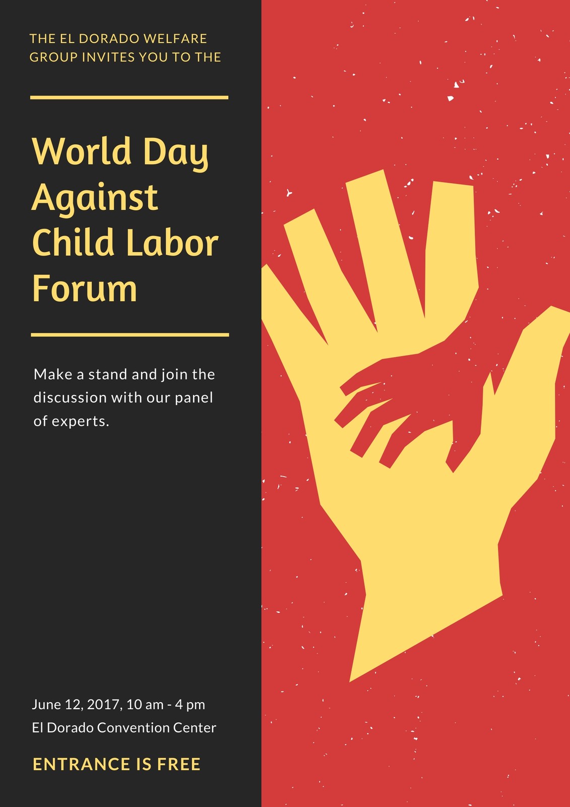 Red Grungy World Day Against Child Labour Poster