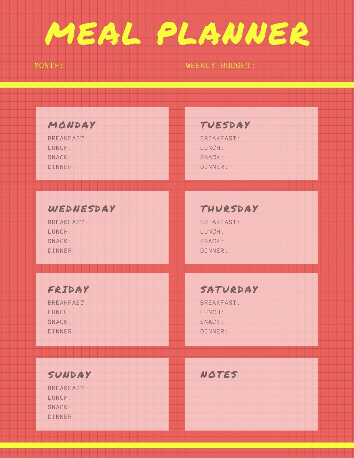 Yellow Black Photo Lunch Weekly Menu - Templates by Canva