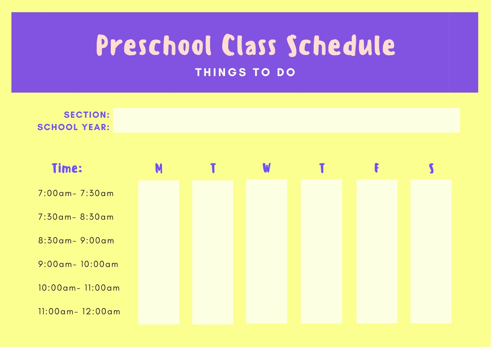 preschool classroom design template