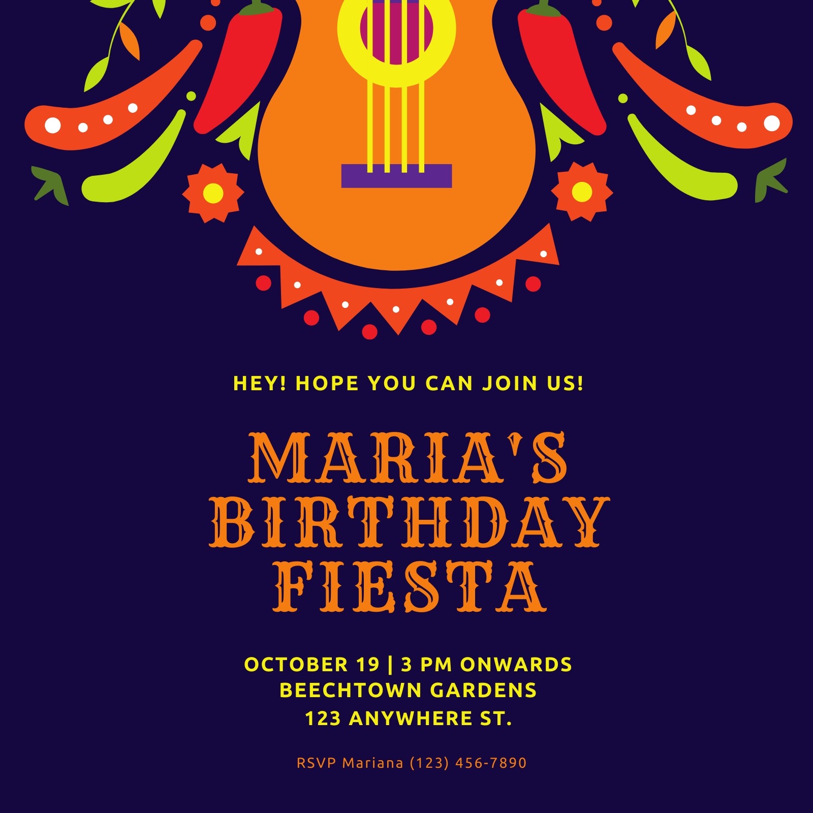 Free printable, customizable fiesta invitation templates Canva