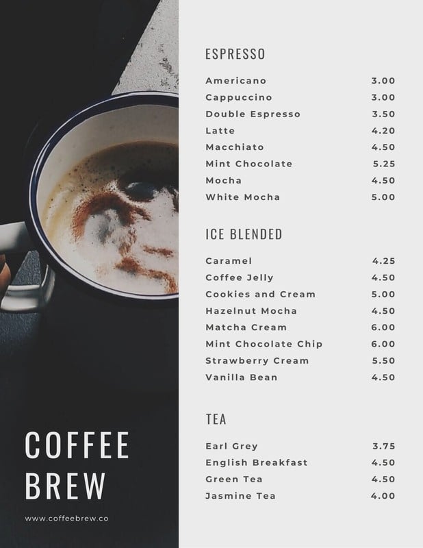 menu coffee templates canva breakfast drink minimalist menus customize recipe grey load cards newcastlebeach เล บ อร อก