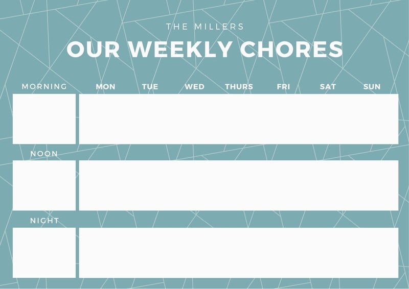 Teal Weekly Chore Chart - Templates by Canva