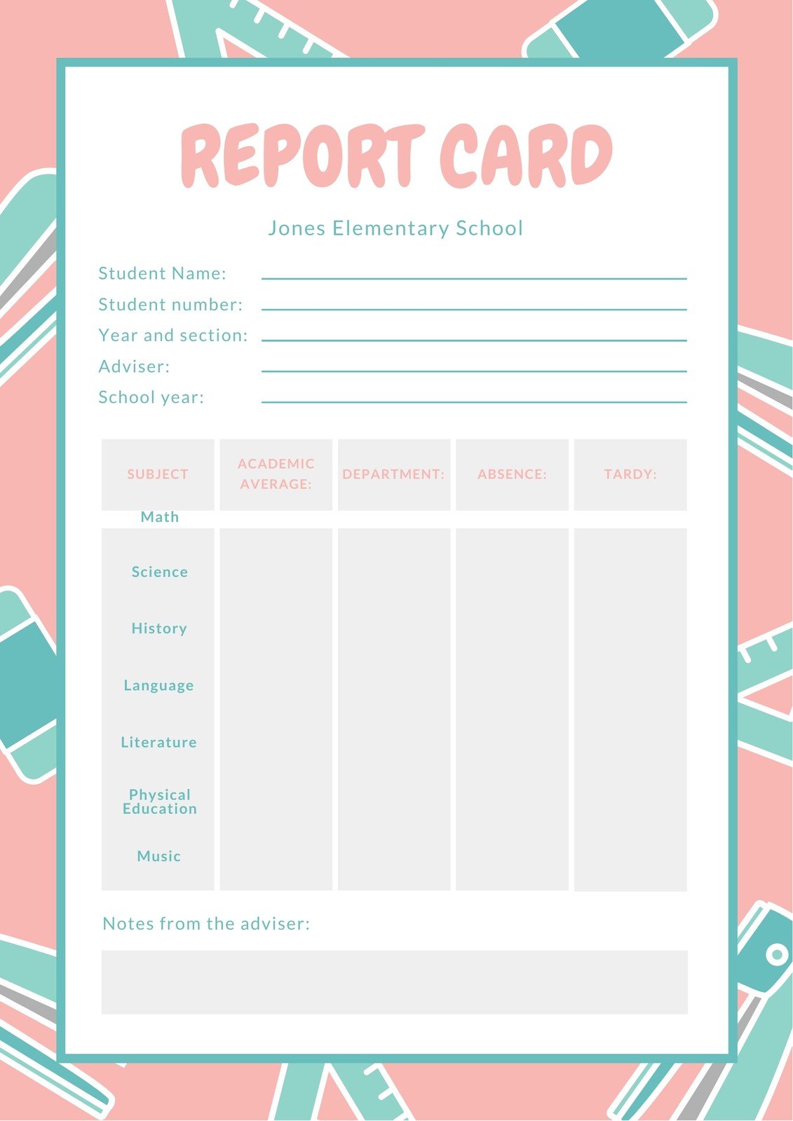 Free, printable, customizable report card templates  Canva In Boyfriend Report Card Template