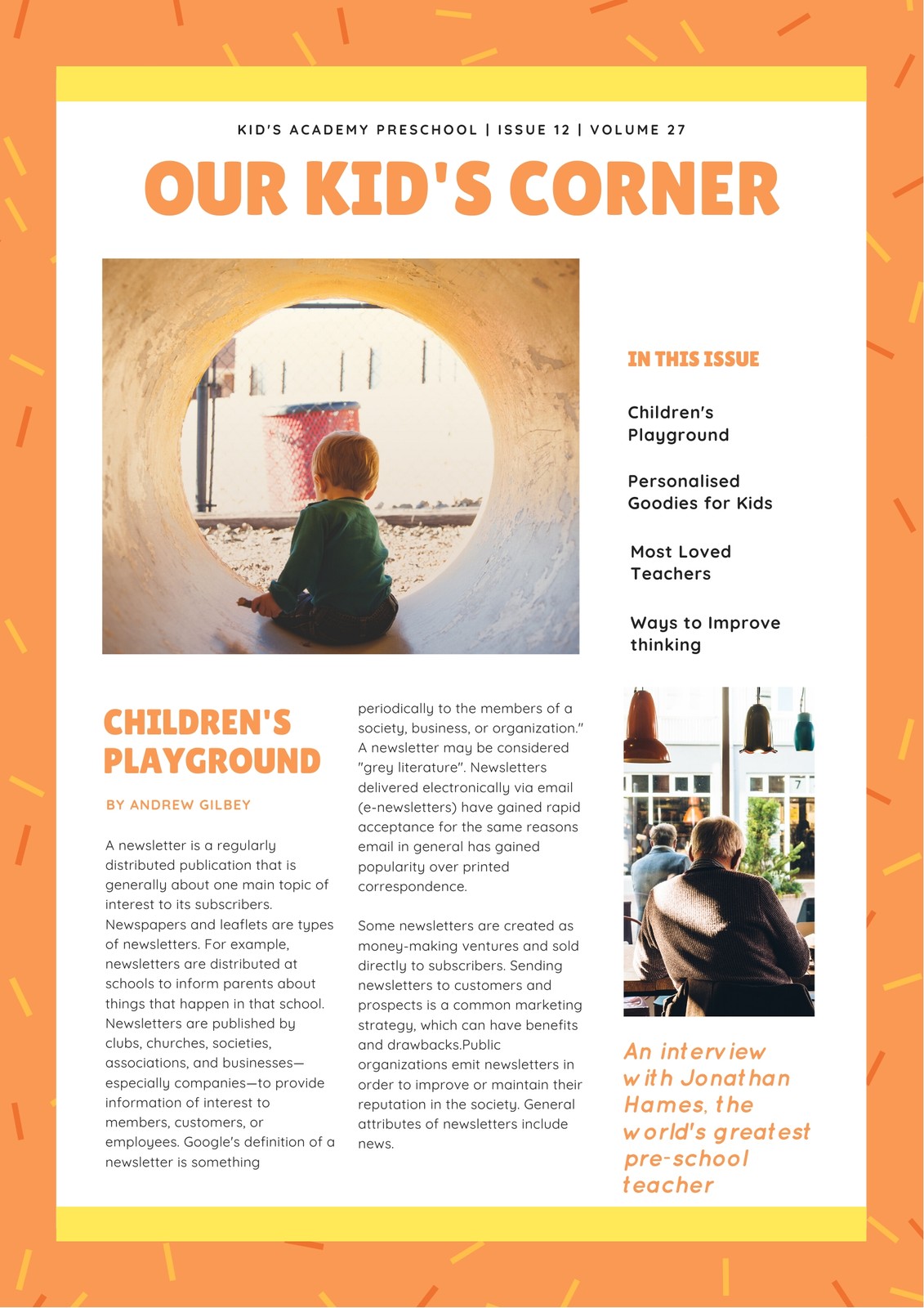 Free Custom Printable Preschool Newsletter Templates Canva