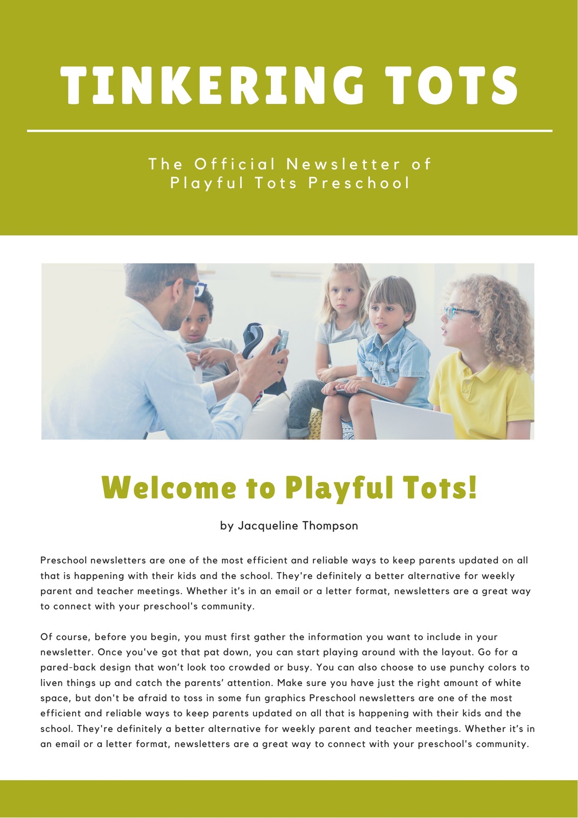 Free Custom Printable Preschool Newsletter Templates Canva