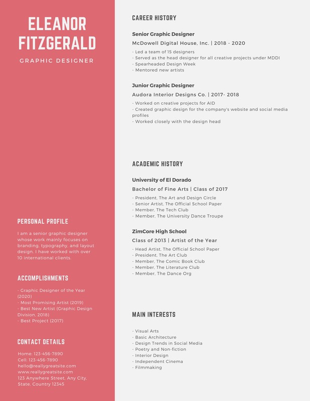 Red Graphic Design Resume Templates By Canva