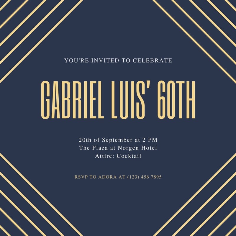 Free, printable custom 60th birthday invitation templates | Canva