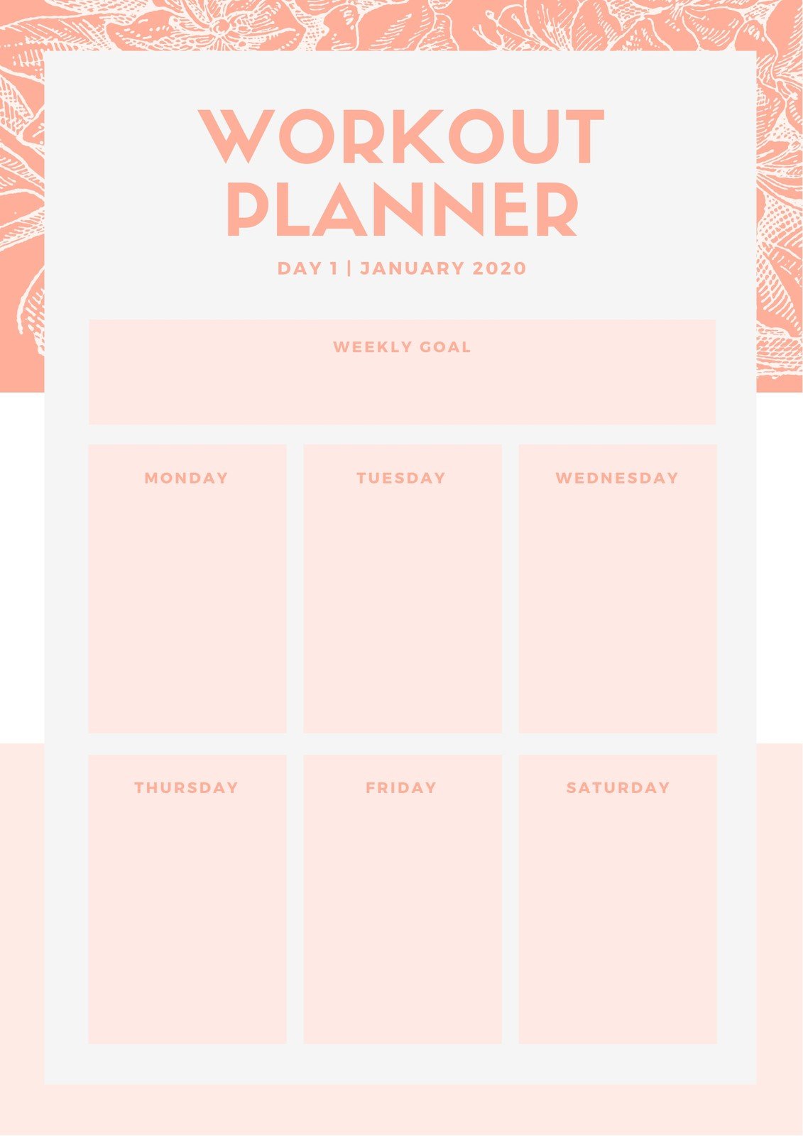 Free, custom printable workout planner templates online  Canva In Blank Workout Schedule Template
