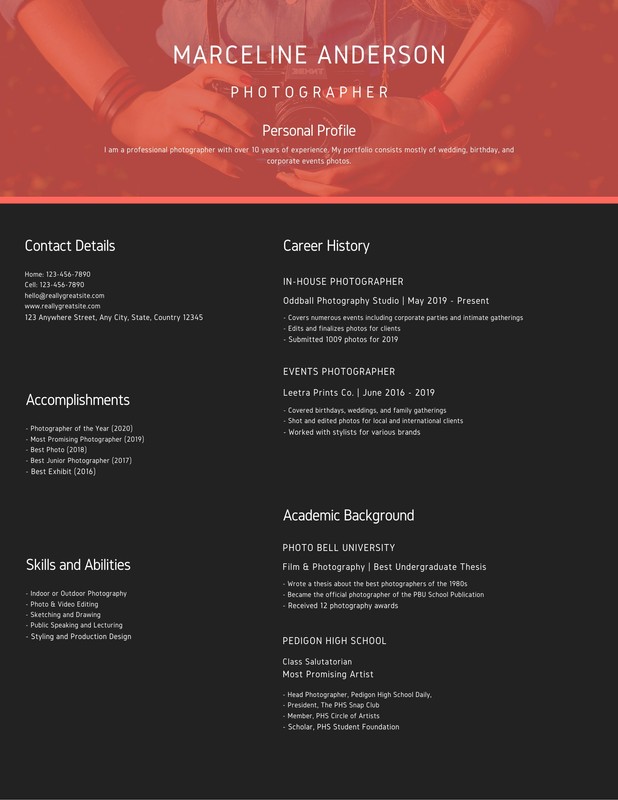 Black - by and Red Photo Canva Templates Resume Creative