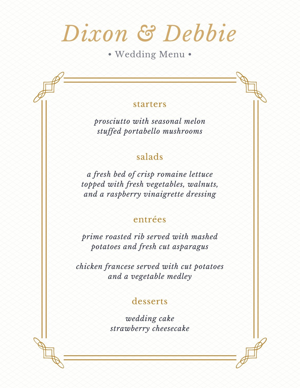 Free printable, customizable wedding menu templates  Canva Inside Free Printable Menu Templates For Wedding