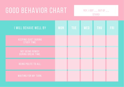 Chart For Good Behavior For Preschool