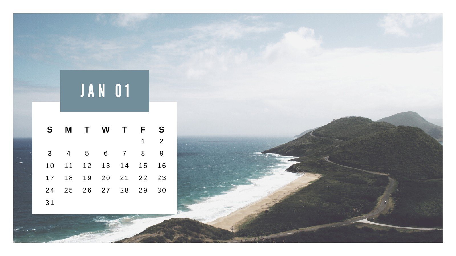 White Photographs Simple General Calendar
