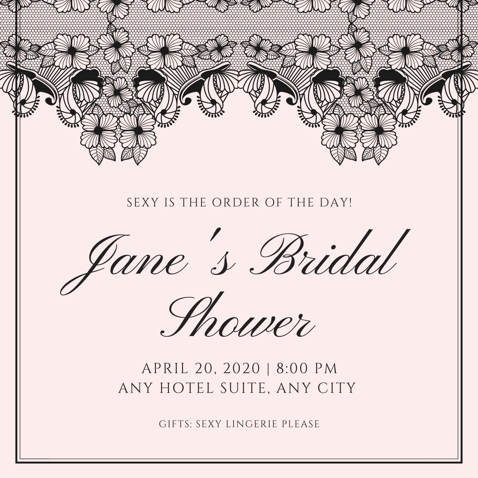 Lingerie Party Bridal Shower Invitation With Panty Game for the