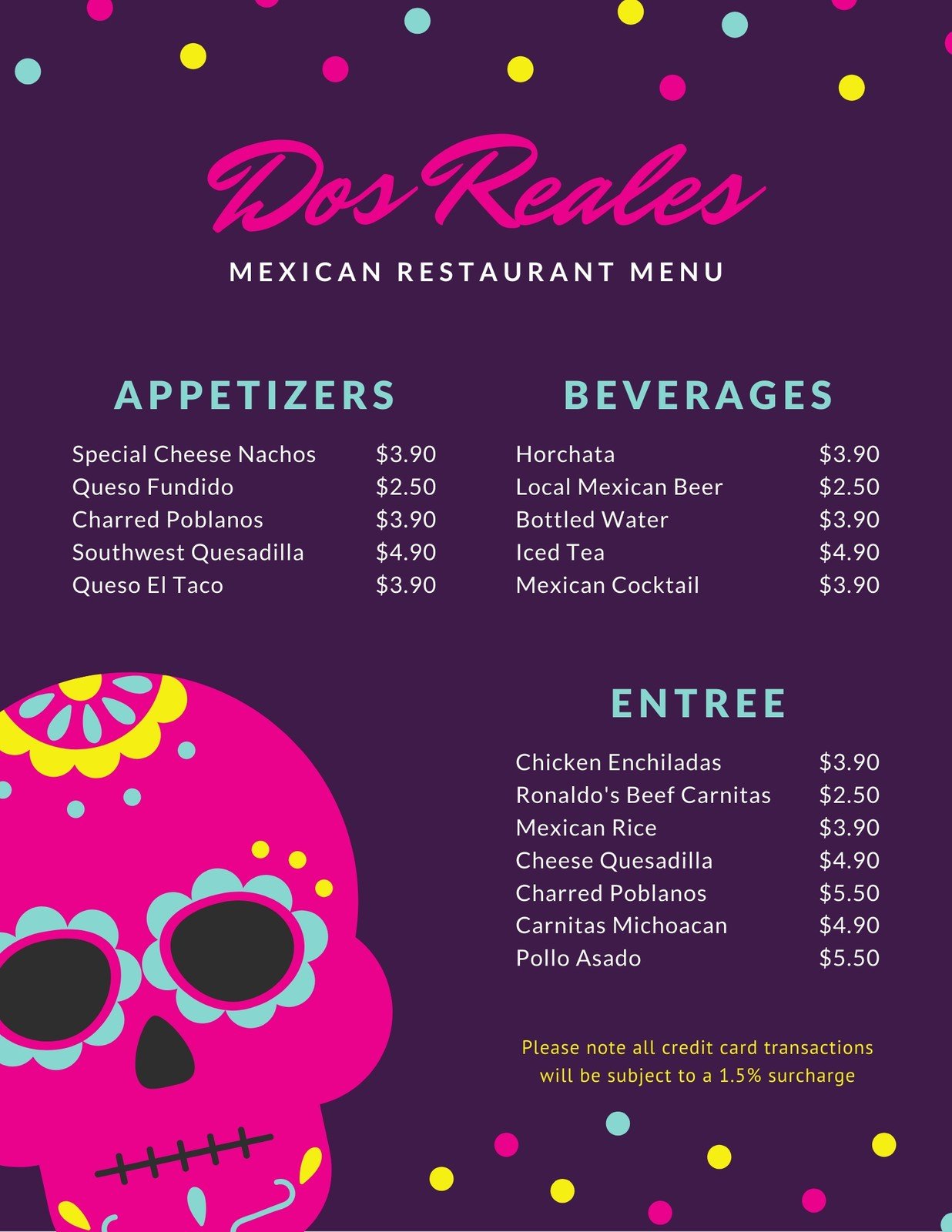 Free printable and customizable Mexican menu templates | Canva