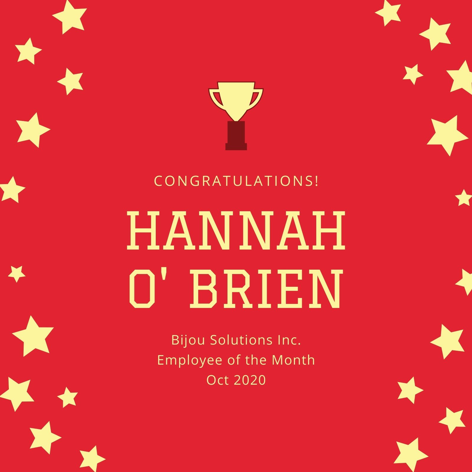 Red Trophy Employee of the Month Social Media Graphic