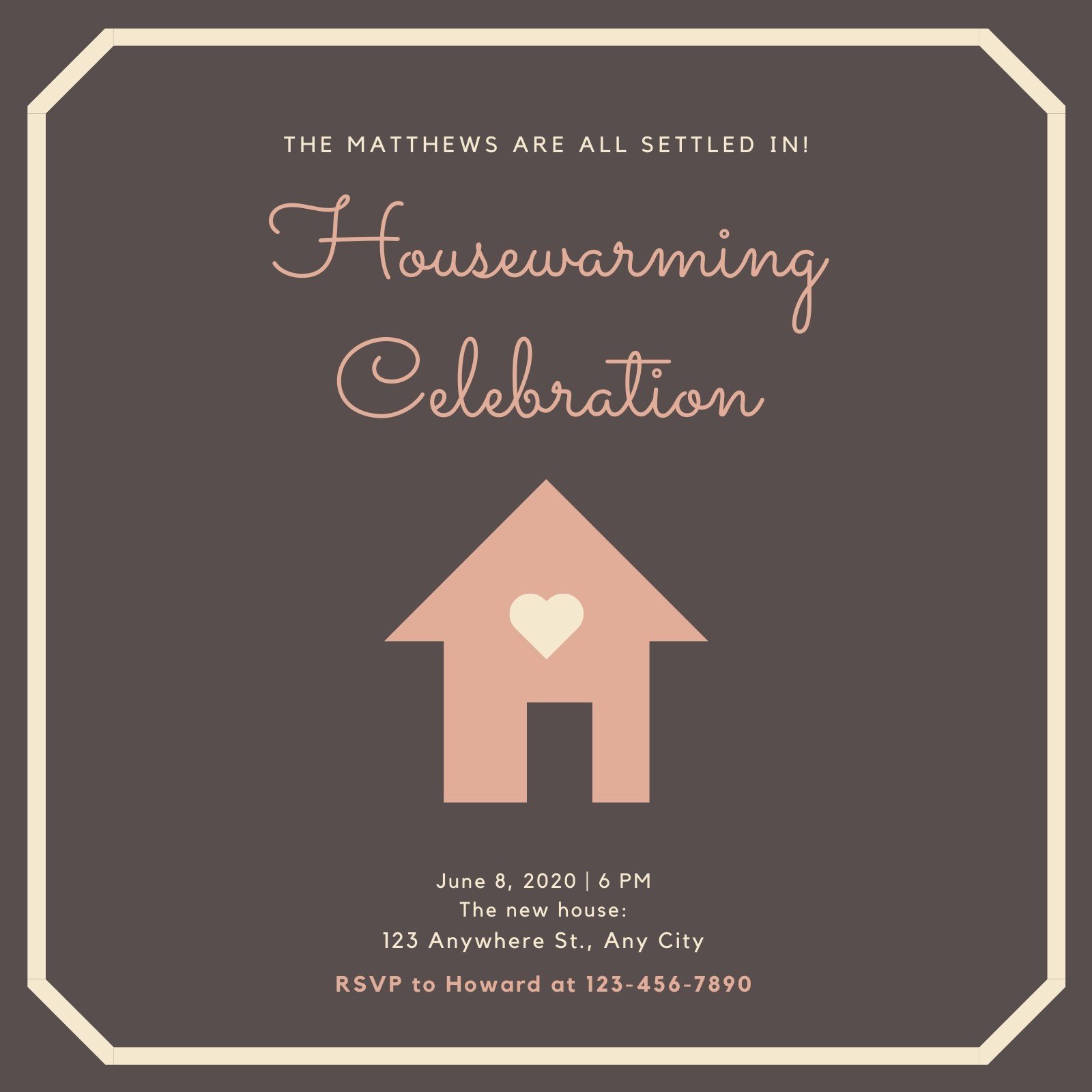 Free, custom printable housewarming invitation templates  Canva With Free Housewarming Invitation Card Template