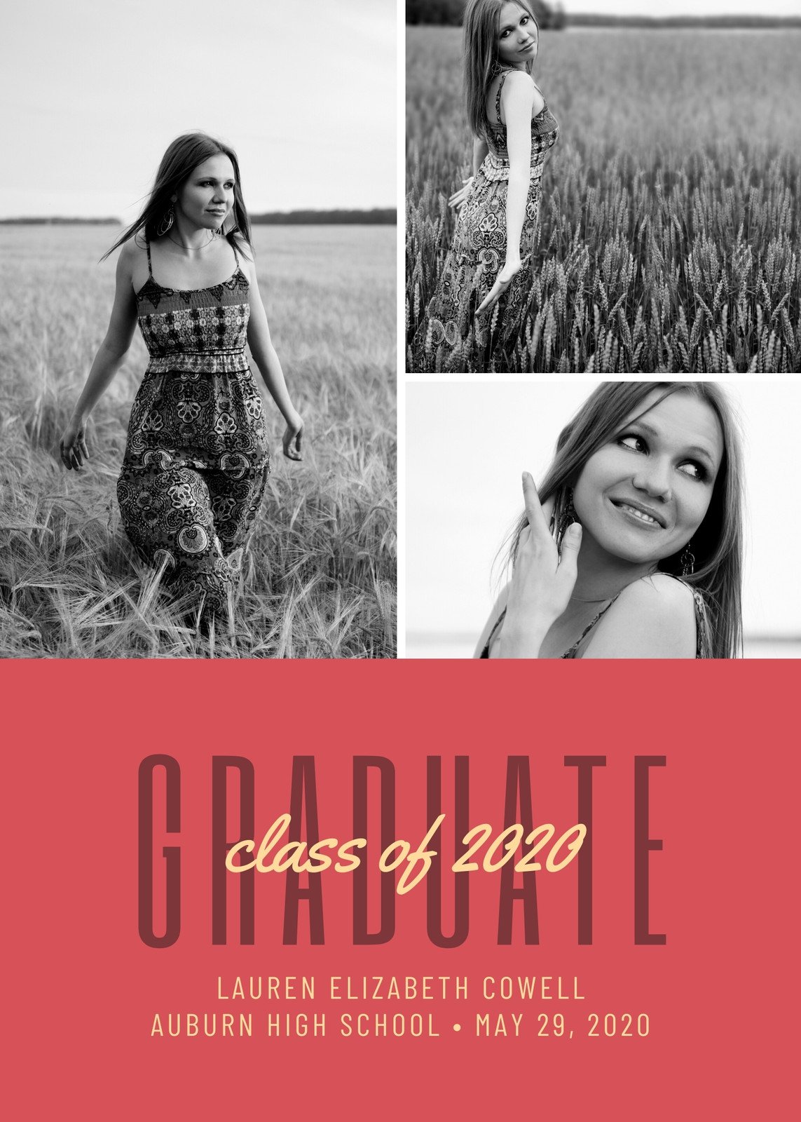Red and Yellow Graduation Announcement
