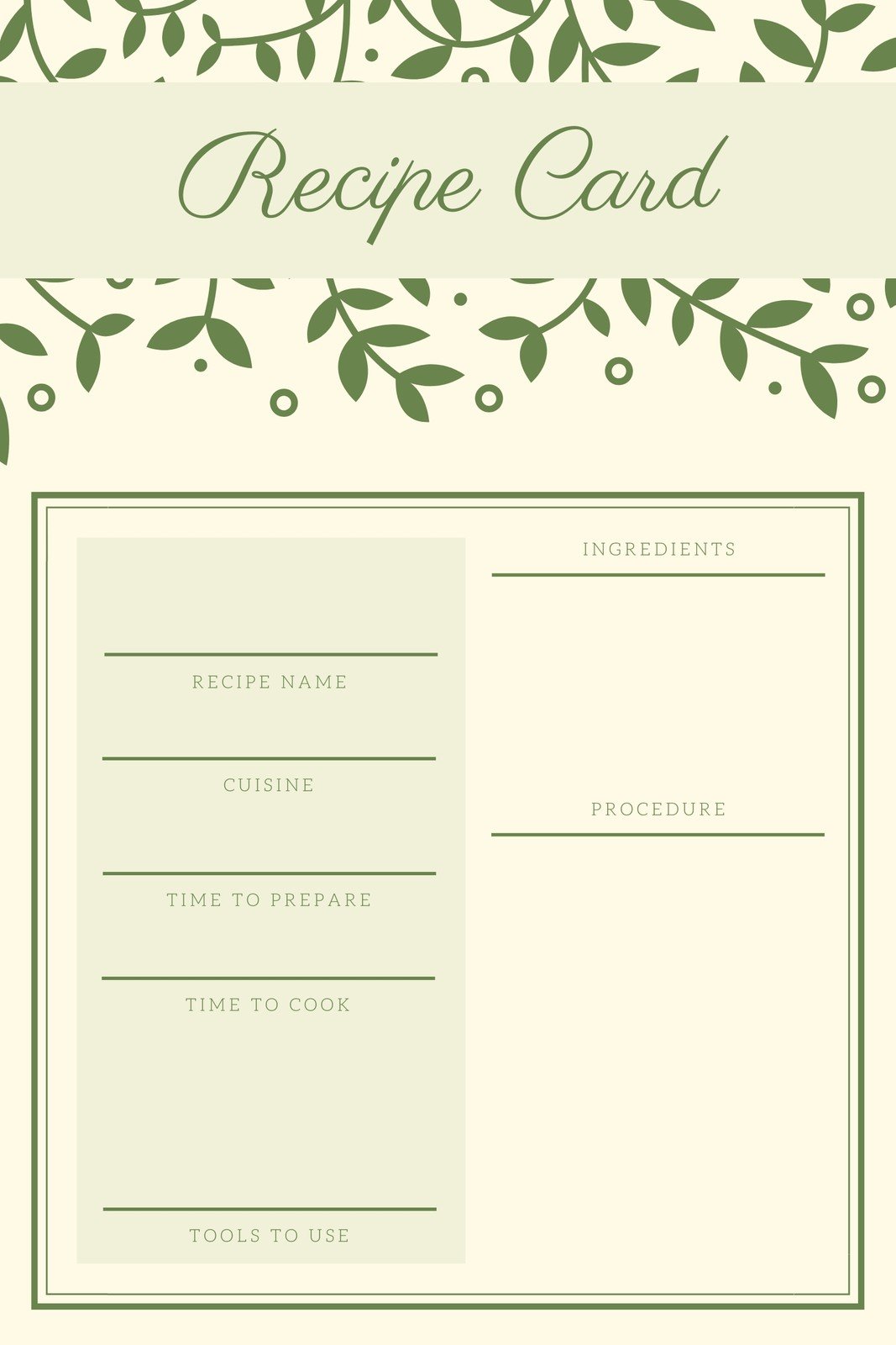 Free, custom printable recipe card templates online  Canva Inside Recipe Card Design Template