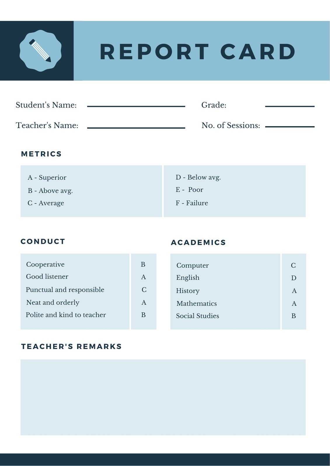 Customize 22+ Homeschool Report Cards Templates Online - Canva Within Homeschool Report Card Template Middle School