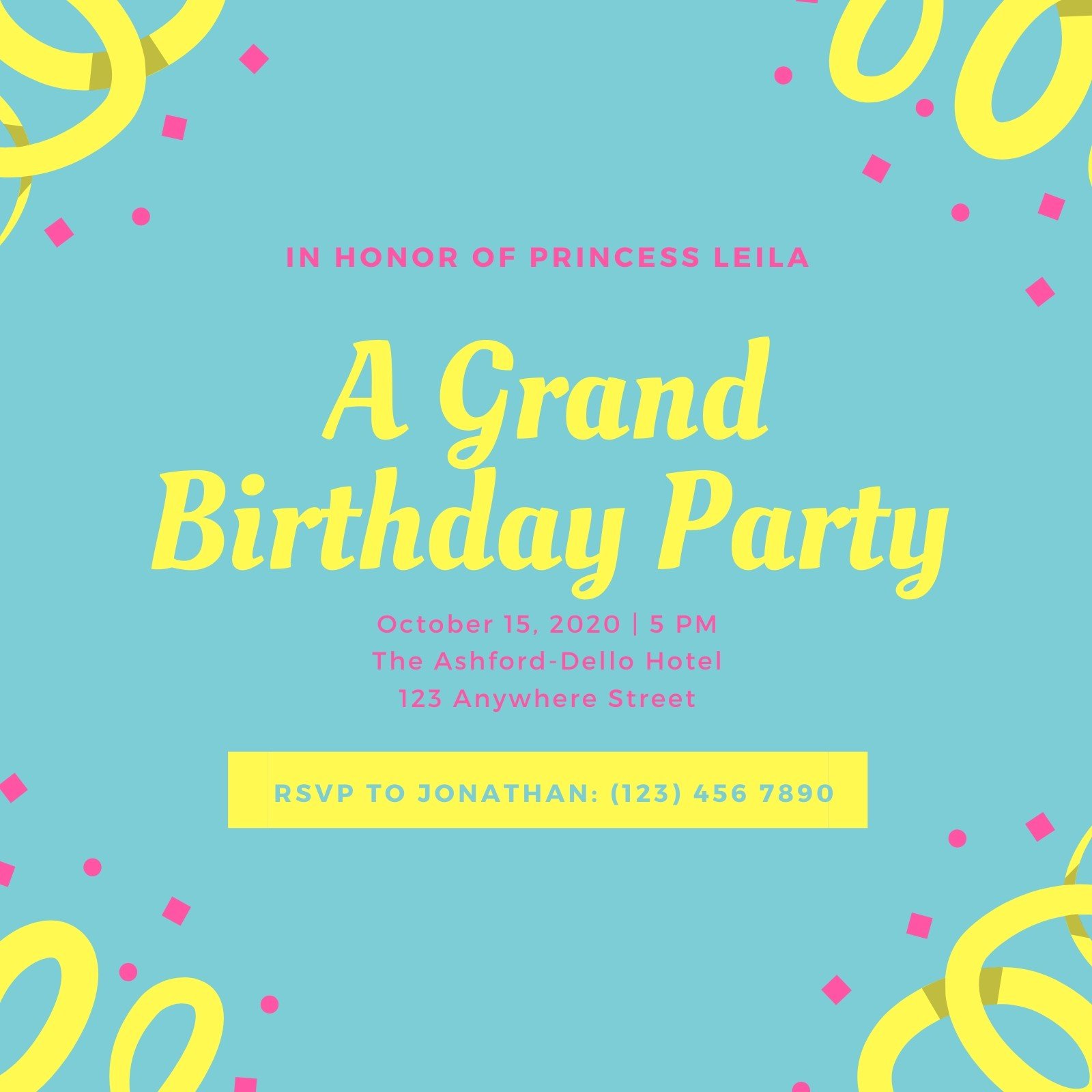 Kids Birthday Invitation. Kids Birthday Party Invitation Printable Card Template