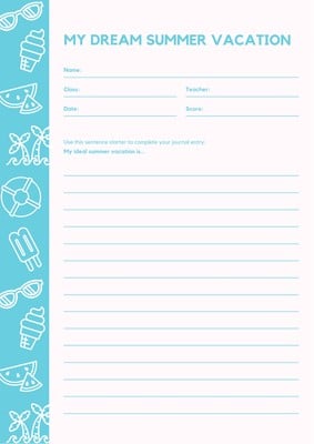 yellow bordered simple journal writing prompt worksheet templates by