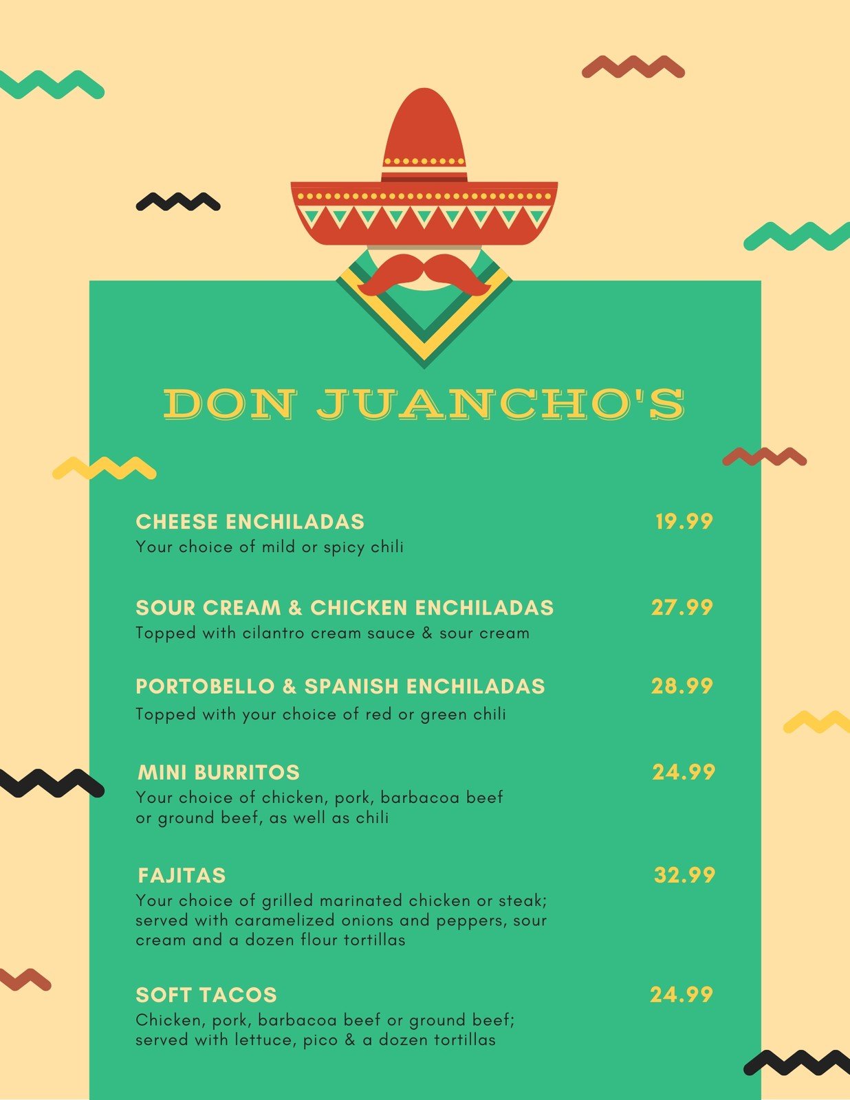 Free printable and customizable Mexican menu templates  Canva In Mexican Menu Template Free Download