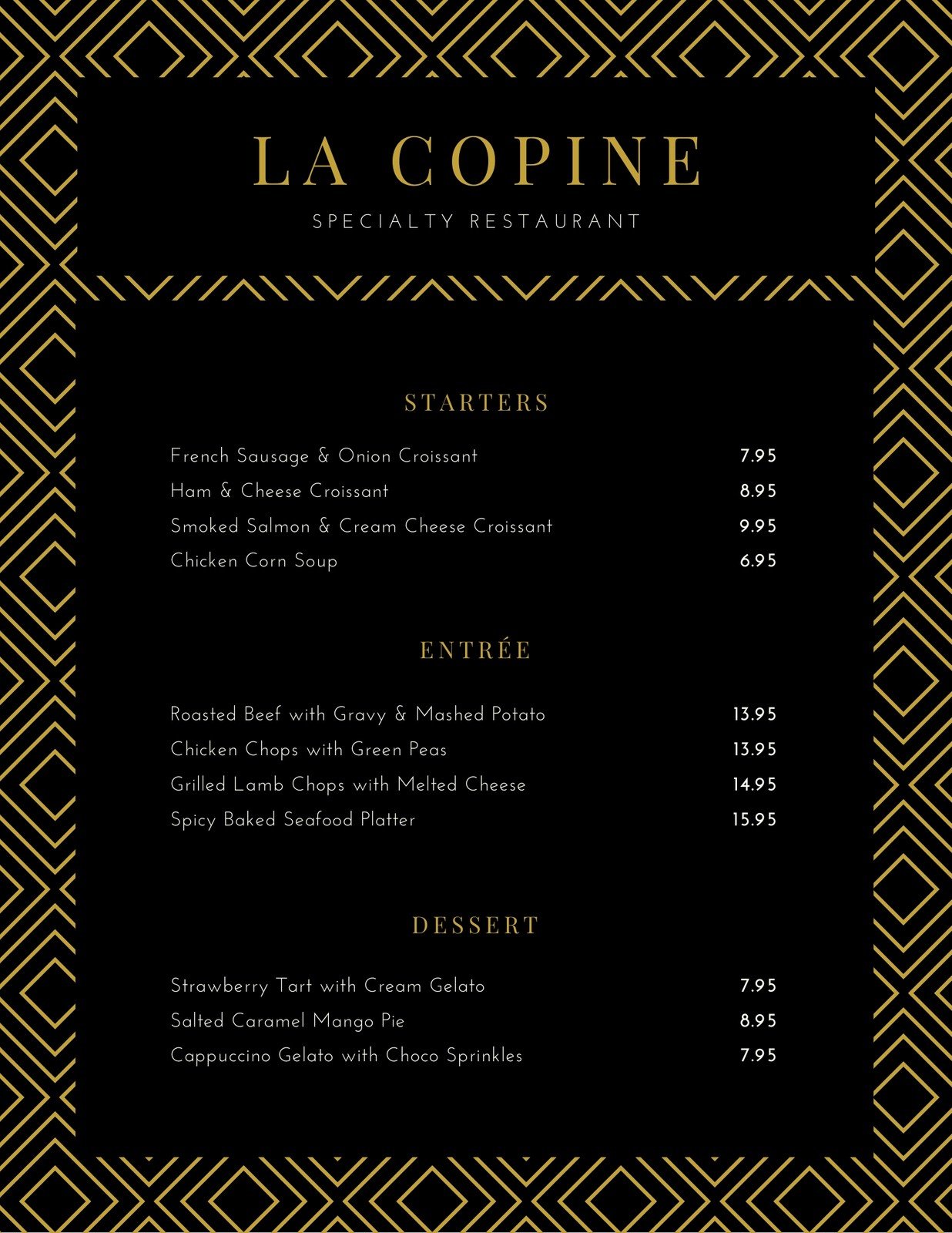 Free printable and customizable fancy menu templates | Canva