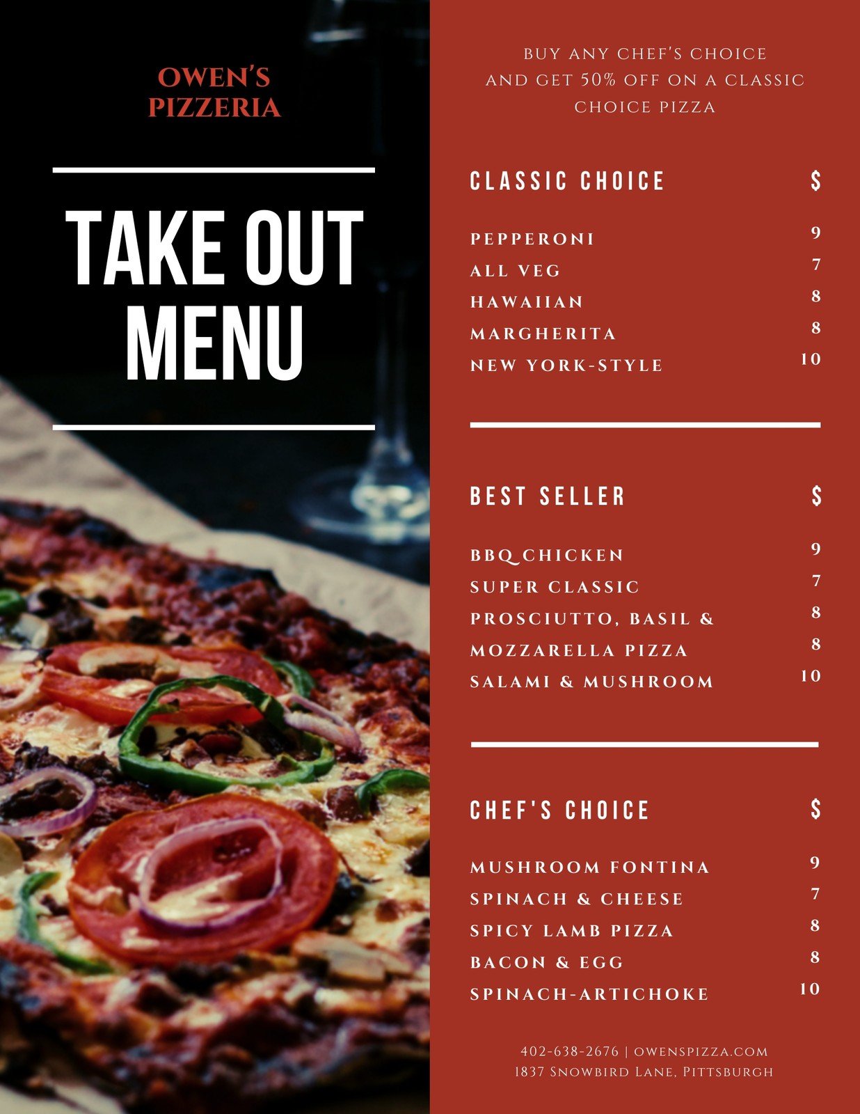 Free printable, customizable take out menu templates  Canva Inside Takeaway Menu Template Free