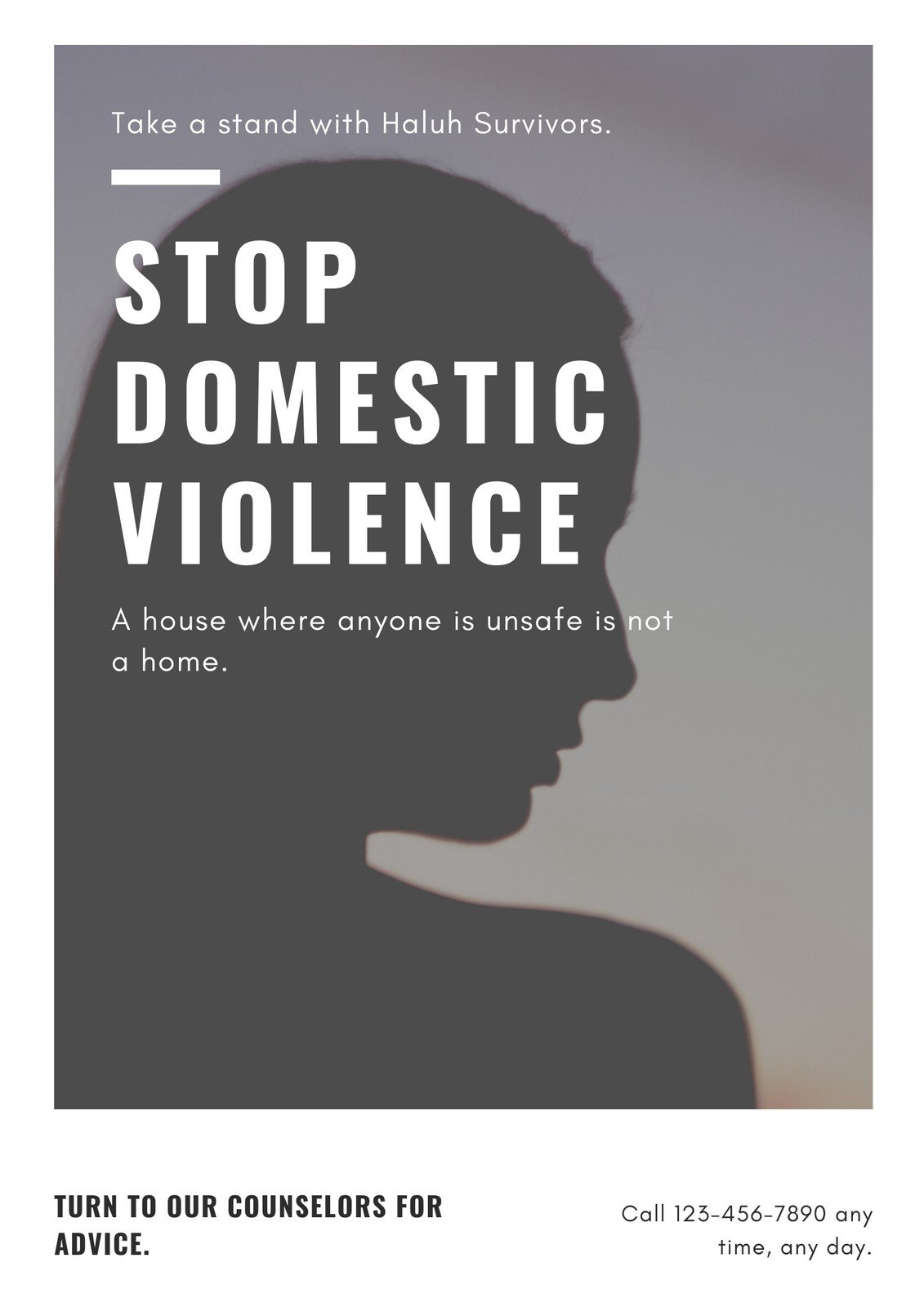 Free Custom Printable Domestic Violence Poster Templates Canva 1576