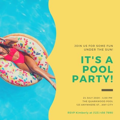 Free Printable Customizable Pool Party Invitation Templates Canva