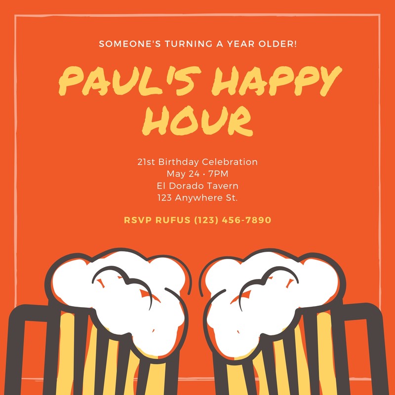 Free custom printable happy hour invitation templates Canva