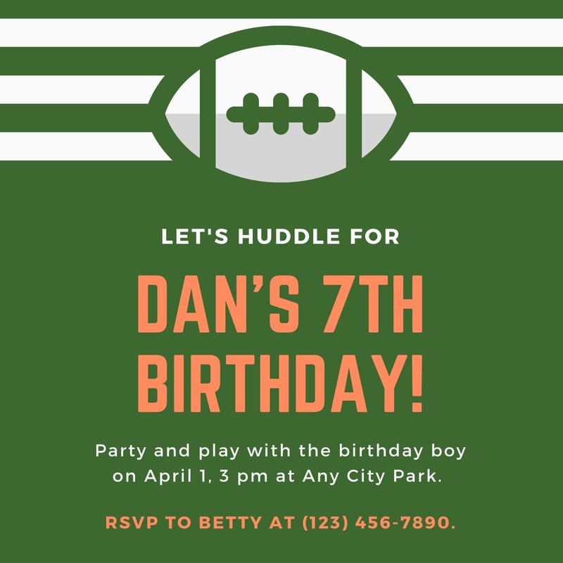 Free and customizable football invitation templates Canva