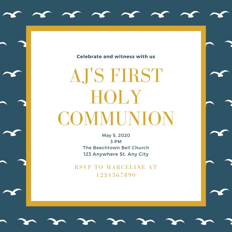 Free custom printable First Communion invitation templates | Canva